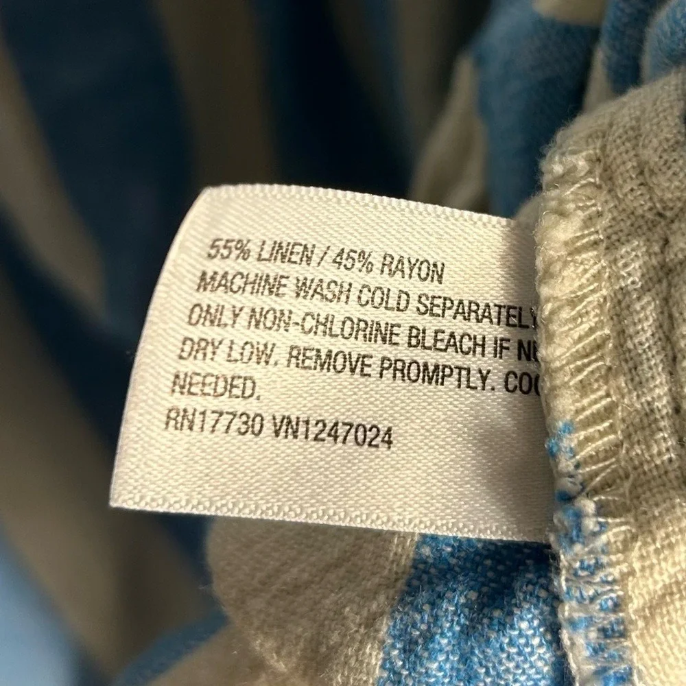 A New Day‎ Blue White Striped Linen Blend Midi Skirt Elastic Waist Small - Picture 4 of 4